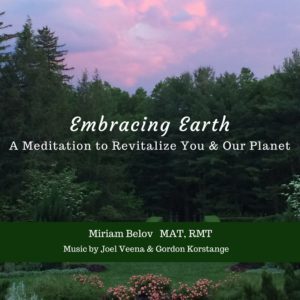 green garden at dusk as cover for Embracing Earth audio recording